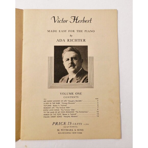 Victor Herbert Made Easy For The Piano By Ada Richter Vintage Sheet Music Vol 1 - Picture 3 of 3